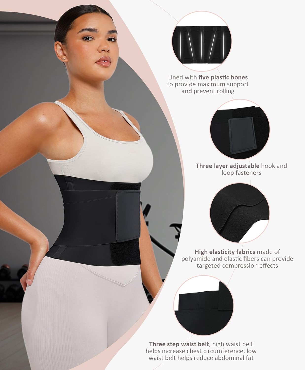 Waist Trainer Belt Waist Cincher Trimmer Ab Belt Tummy Control Body Shaper with Triple Wrap Women and Men