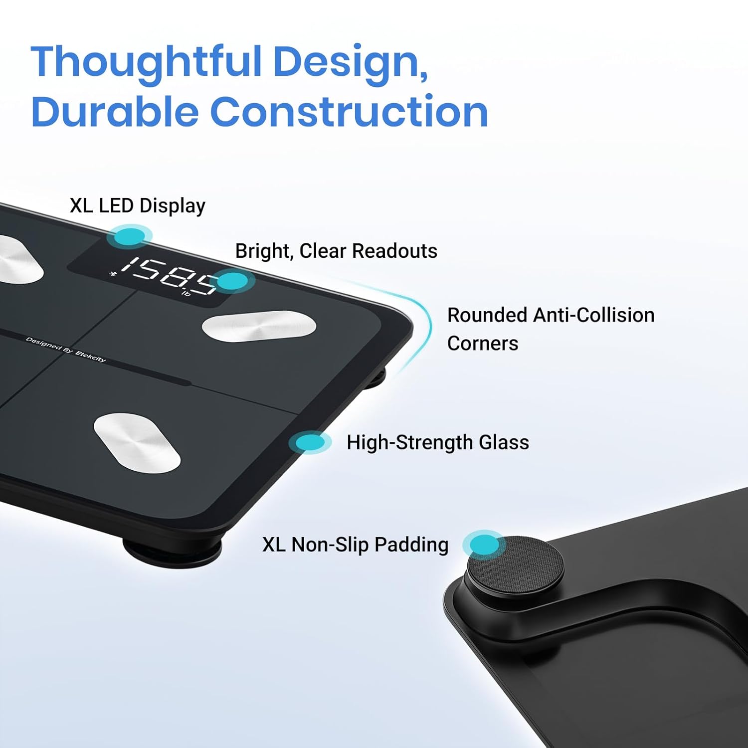 Smart Scale for Body Weight FSA HSA Store Eligible, Bathroom Digital Weighing Scale with BMI, Body Fat, Muscle Mass, Accurate Bluetooth Home User Health Equipment Sync Apps