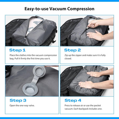 Airback Backpack, 70L Expandable Air Vacuum Backpack for Travel, Vacpack Travel Vacuum Bags with Pump, TSA Lock, USB Charging Port, Waterproof