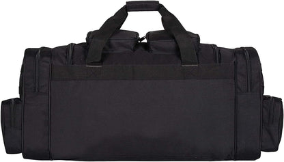 Tactical Range Duffel Heavy Duty Large Gear Duffle Durable Quality Travel Sports Gym Equipment Bag Military Molle with Lockable Zippers with US Flag Patch 33 Inch Black