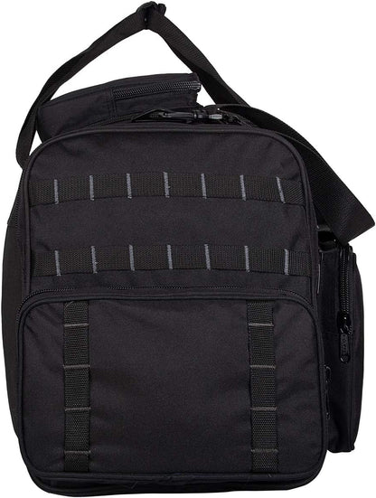 Tactical Range Duffel Heavy Duty Large Gear Duffle Durable Quality Travel Sports Gym Equipment Bag Military Molle with Lockable Zippers with US Flag Patch 33 Inch Black
