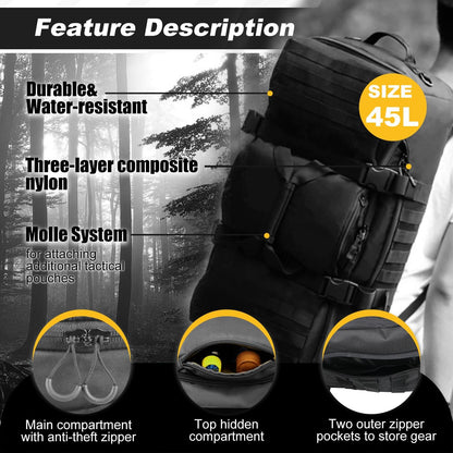 3 in 1 Military Backpack Travel Duffle Bag for Weekender Gym Traveling Workout Deployment