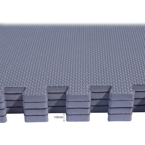 Balancefrom Fitness 144 Sq Ft Interlocking EVA Foam Exercise Mat Tiles, Gray