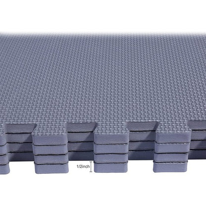 Balancefrom Fitness 144 Sq Ft Interlocking EVA Foam Exercise Mat Tiles, Gray