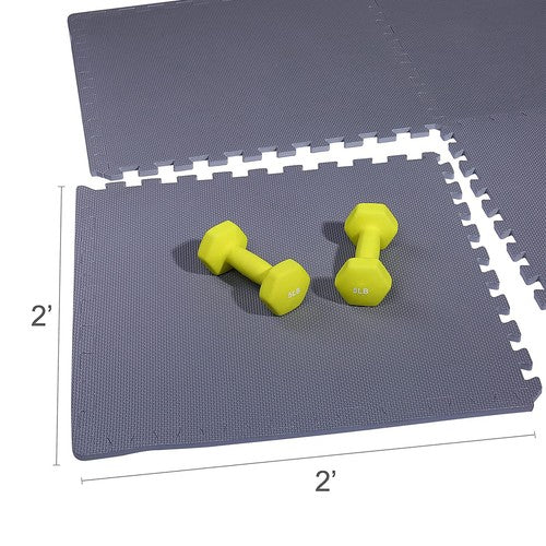 Balancefrom Fitness 144 Sq Ft Interlocking EVA Foam Exercise Mat Tiles, Gray